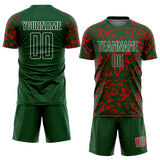 Custom Green Red-White Liquid Fluid Pattern Sports Sublimation Soccer Uniform Jersey