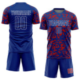 Custom Royal Red-White Liquid Fluid Pattern Sports Sublimation Soccer Uniform Jersey