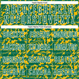 Custom Kelly Green Gold-White Liquid Fluid Pattern Sports Sublimation Soccer Uniform Jersey