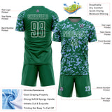 Custom Kelly Green Light Blue-White Liquid Fluid Pattern Sports Sublimation Soccer Uniform Jersey
