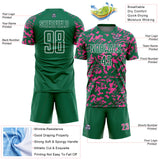 Custom Kelly Green Pink-White Liquid Fluid Pattern Sports Sublimation Soccer Uniform Jersey