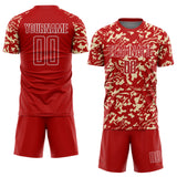 Custom Red Cream-White Liquid Fluid Pattern Sports Sublimation Soccer Uniform Jersey