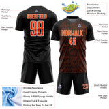 Custom Black Orange-White Abstract Scribble Curve Line Pattern Sports Sublimation Soccer Uniform Jersey
