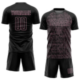 Custom Black Light Pink Abstract Scribble Curve Line Pattern Sports Sublimation Soccer Uniform Jersey