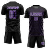 Custom Black Purple-White Abstract Scribble Curve Line Pattern Sports Sublimation Soccer Uniform Jersey