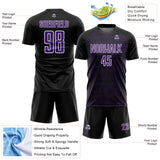 Custom Black Purple-White Abstract Scribble Curve Line Pattern Sports Sublimation Soccer Uniform Jersey