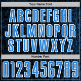 Custom Black Powder Blue-White Abstract Scribble Curve Line Pattern Sports Sublimation Soccer Uniform Jersey