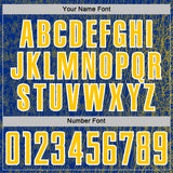 Custom Royal Yellow-White Abstract Scribble Curve Line Pattern Sports Sublimation Soccer Uniform Jersey