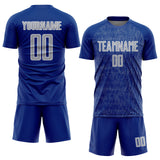 Custom Royal Gray-White Abstract Scribble Curve Line Pattern Sports Sublimation Soccer Uniform Jersey