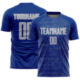 Custom Royal Gray-White Abstract Scribble Curve Line Pattern Sports Sublimation Soccer Uniform Jersey