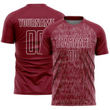 Custom Crimson White Abstract Scribble Curve Line Pattern Sports Sublimation Soccer Uniform Jersey