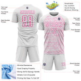 Custom White Pink Abstract Scribble Curve Line Pattern Sports Sublimation Soccer Uniform Jersey