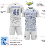 Custom White Royal Abstract Scribble Curve Line Pattern Sports Sublimation Soccer Uniform Jersey