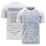 Custom White Royal Abstract Scribble Curve Line Pattern Sports Sublimation Soccer Uniform Jersey