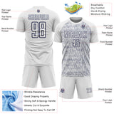 Custom White Navy Abstract Scribble Curve Line Pattern Sports Sublimation Soccer Uniform Jersey