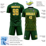 Custom Green Yellow-White Abstract Scribble Curve Line Pattern Sports Sublimation Soccer Uniform Jersey