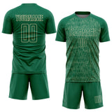 Custom Kelly Green Cream Abstract Scribble Curve Line Pattern Sports Sublimation Soccer Uniform Jersey