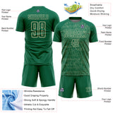Custom Kelly Green Cream Abstract Scribble Curve Line Pattern Sports Sublimation Soccer Uniform Jersey