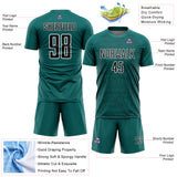 Custom Teal Black-White Abstract Scribble Curve Line Pattern Sports Sublimation Soccer Uniform Jersey