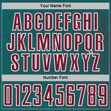Custom Teal Crimson-White Abstract Scribble Curve Line Pattern Sports Sublimation Soccer Uniform Jersey