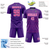 Custom Purple Pink-White Abstract Scribble Curve Line Pattern Sports Sublimation Soccer Uniform Jersey