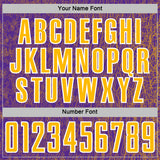 Custom Purple Gold-White Abstract Scribble Curve Line Pattern Sports Sublimation Soccer Uniform Jersey