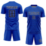 Custom Thunder Blue Navy-White Abstract Scribble Curve Line Pattern Sports Sublimation Soccer Uniform Jersey