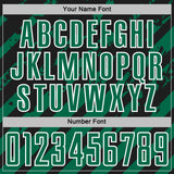 Custom Black Kelly Green-White Distressed Diagonal Stripe Pattern Sports Sublimation Soccer Uniform Jersey