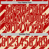Custom Red Cream Distressed Diagonal Stripe Pattern Sports Sublimation Soccer Uniform Jersey