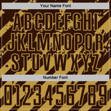 Custom Brown Old Gold Distressed Diagonal Stripe Pattern Sports Sublimation Soccer Uniform Jersey