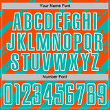 Custom Orange Aqua-White Distressed Diagonal Stripe Pattern Sports Sublimation Soccer Uniform Jersey