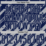 Custom Navy Gray Distressed Diagonal Stripe Pattern Sports Sublimation Soccer Uniform Jersey