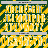 Custom Green Yellow-White Distressed Diagonal Stripe Pattern Sports Sublimation Soccer Uniform Jersey