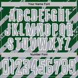 Custom Green Gray-White Distressed Diagonal Stripe Pattern Sports Sublimation Soccer Uniform Jersey