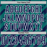Custom Teal Navy-White Distressed Diagonal Stripe Pattern Sports Sublimation Soccer Uniform Jersey