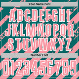 Custom Teal Medium Pink-White Distressed Diagonal Stripe Pattern Sports Sublimation Soccer Uniform Jersey