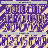Custom Purple Cream Distressed Diagonal Stripe Pattern Sports Sublimation Soccer Uniform Jersey