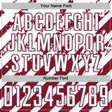 Custom White Crimson Distressed Diagonal Stripe Pattern Sports Sublimation Soccer Uniform Jersey