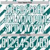 Custom White Teal Distressed Diagonal Stripe Pattern Sports Sublimation Soccer Uniform Jersey
