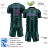 Custom Black Teal-Pink Stars And Stripes Sports Sublimation Soccer Uniform Jersey