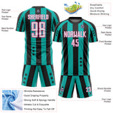 Custom Black White Aqua-Pink Stars And Stripes Sports Sublimation Soccer Uniform Jersey
