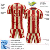 Custom Red Cream Stars And Stripes Sports Sublimation Soccer Uniform Jersey