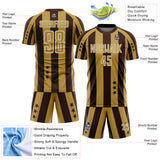 Custom Brown Old Gold-White Stars And Stripes Sports Sublimation Soccer Uniform Jersey