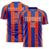 Custom Thunder Blue Orange-White Stars And Stripes Sports Sublimation Soccer Uniform Jersey