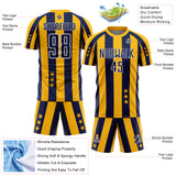Custom Gold Navy-White Stars And Stripes Sports Sublimation Soccer Uniform Jersey