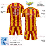 Custom Gold Red-White Stars And Stripes Sports Sublimation Soccer Uniform Jersey