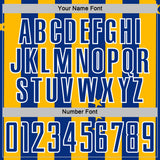 Custom Gold Royal-White Stars And Stripes Sports Sublimation Soccer Uniform Jersey