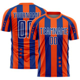 Custom Orange Royal-White Stars And Stripes Sports Sublimation Soccer Uniform Jersey