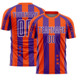 Custom Orange Purple-White Stars And Stripes Sports Sublimation Soccer Uniform Jersey