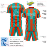Custom Orange Aqua-White Stars And Stripes Sports Sublimation Soccer Uniform Jersey